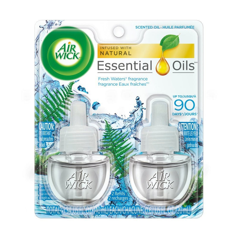 Air Wick Scented Oil 2 Refills, Fresh Waters, (2X0.67oz), Air Freshener