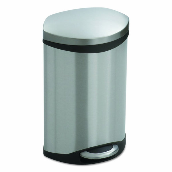 Safco Products 9901SS Ellipse Step-On Trash Can, 3-Gallon, Stainless Steel