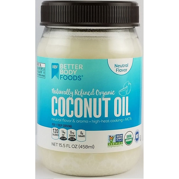 BetterBody Foods Organic Naturally Refined Coconut Oil, 15.5 Ounce