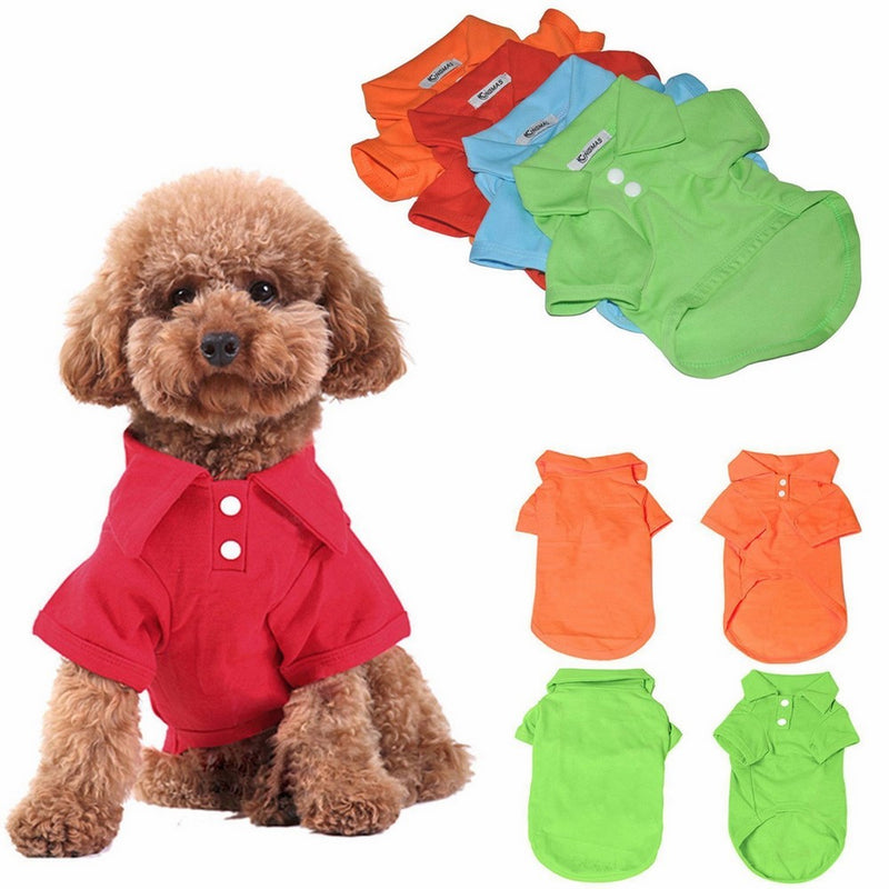 KINGMAS 4pcs Dog Shirts Pet Puppy Polo T-Shirt Clothes Outfit Apparel Coats Tops - Medium