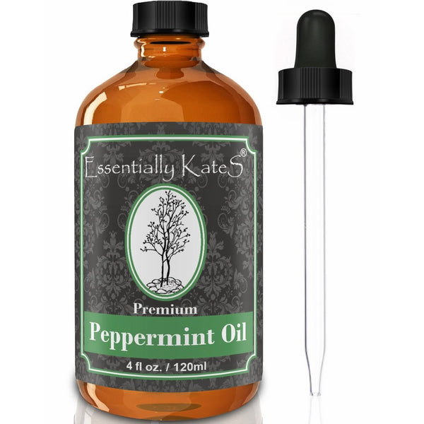 Peppermint Essential Oil 4 oz. with Detailed User's Guide E-book and Glass Dropper by Essentially KateS.