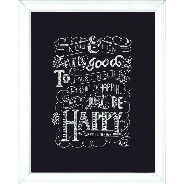 Design Works Crafts Be Happy Chalkboard Counted Cross Stitch Kit, 8 by 10"