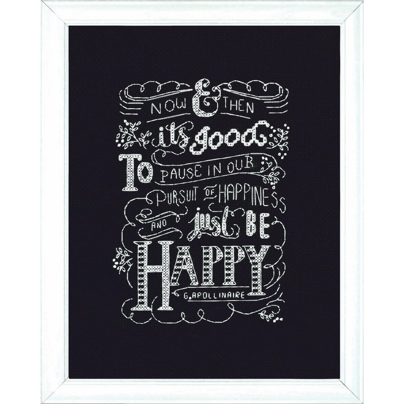 Design Works Crafts Be Happy Chalkboard Counted Cross Stitch Kit, 8 by 10"