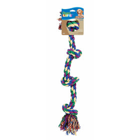 Dog Life RF42C 4-Knot Rope Dog Toy, Multi-Color - Large, 29 Inch