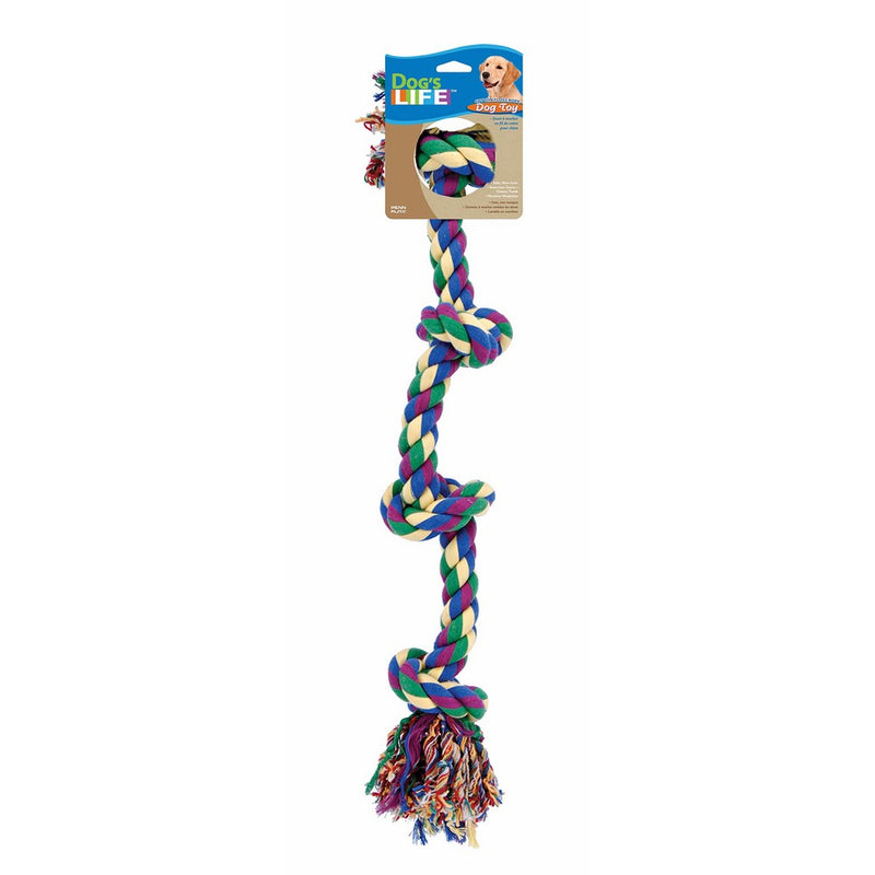 Dog Life RF42C 4-Knot Rope Dog Toy, Multi-Color - Large, 29 Inch