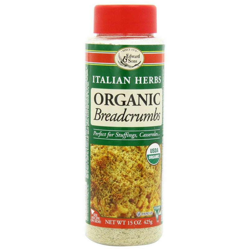 Edward & Sons Organic Breadcrumbs, Italian Herbs, 15-Ounce Container (Pack of 6)