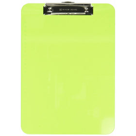 Charles Leonard Transparent Plastic Clipboard with Low Profile Clip and Pull Out Hook, Letter Size, Neon Green, 1 Each (89725)