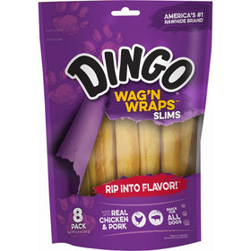 Dingo Wag'n Wraps Slims Rawhide for All Dogs, 8-Count