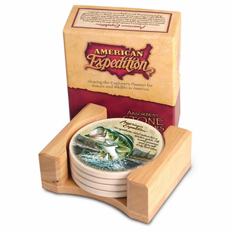 American Expedition Set of 4 Stone Coasters (Largemouth Bass)