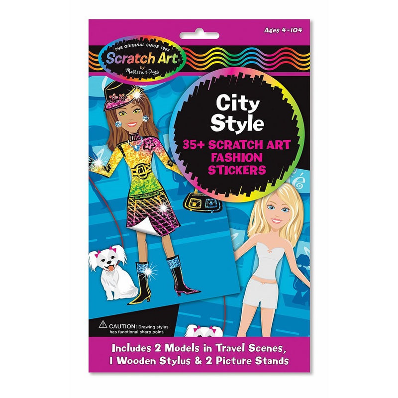 Melissa & Doug Scratch Art City Style Fashion Sticker Kit - Dress-Up Models, 35 Stickers