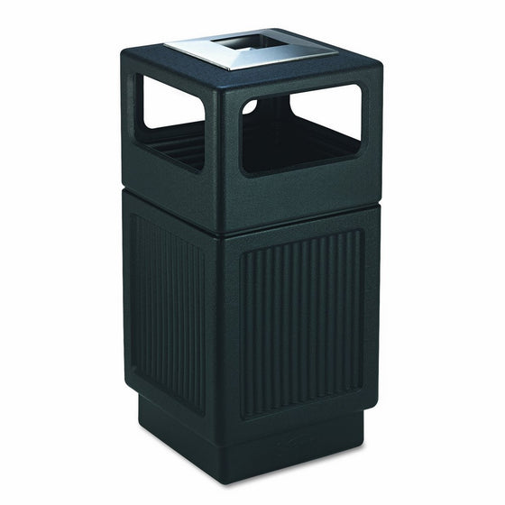 Safco Products 9477BL Canmeleon Recessed Panel Trash Can, Ash Urn, Side Open, 38-Gallon, Black