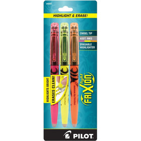 Pilot FriXion Light Erasable Highlighters Chisel Point 3-pk Assorted Colors Yellow/Pink/Orange