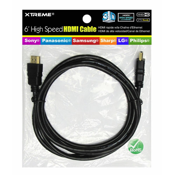 Xtreme Cable High Speed HDMI Cable Audio/Video Cable for 3D HDTV - 6 Feet