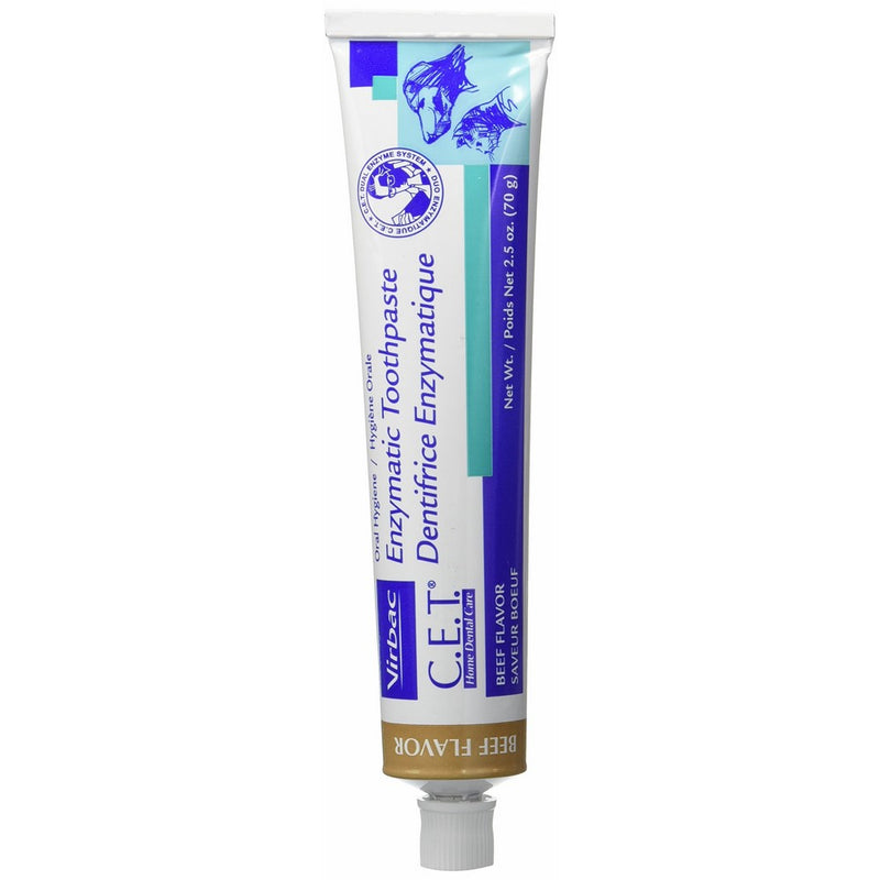 CET Virbac Plaque Tartar Control Enzymatic Dog and Cat Toothpaste, 2.5 oz, Beef