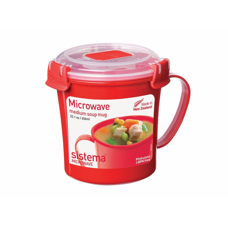 Sistema Microwave Cookware Soup Mug, Medium, 22.1 Ounce/2.8 Cup, Red