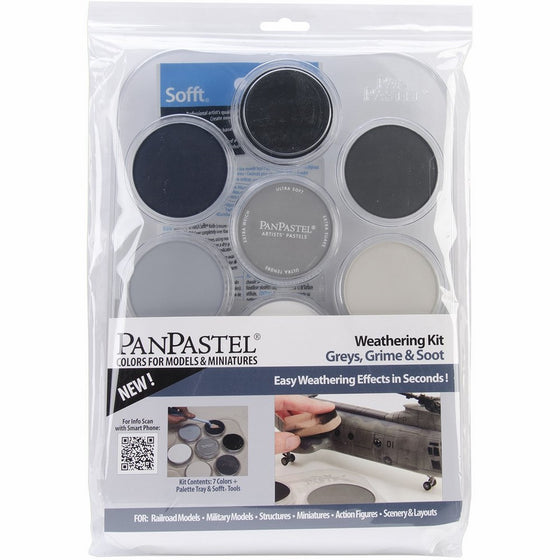 Colorfin PanPastel Ultra Soft Artist Pastel Set, 9ml, Weathering, Grays/Grime/Soot, 7-Pack