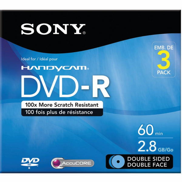 Sony 3DMR60DSR1HC 3-Pack 8cm DVD-R Double Sided with Hangtab