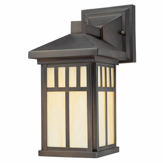 Westinghouse 6732800 Burnham One-Light Exterior Wall Lantern on Steel with Honey Art Glass, Oil Rubbed Bronze Finish