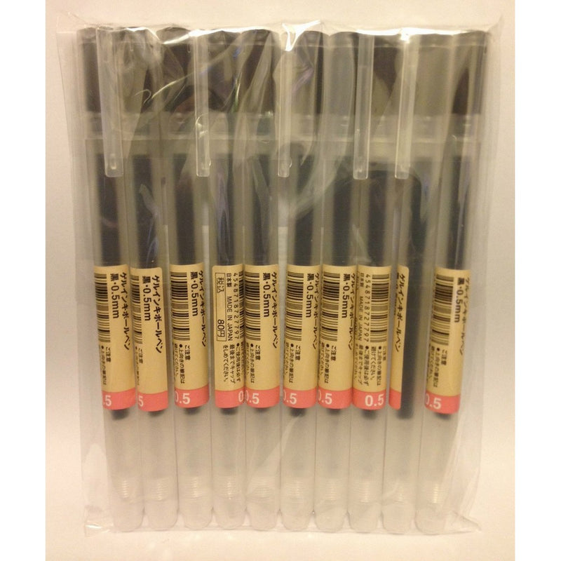 MUJI Gel Ink Ball Point Pen 0.5mm Black color 10pcs