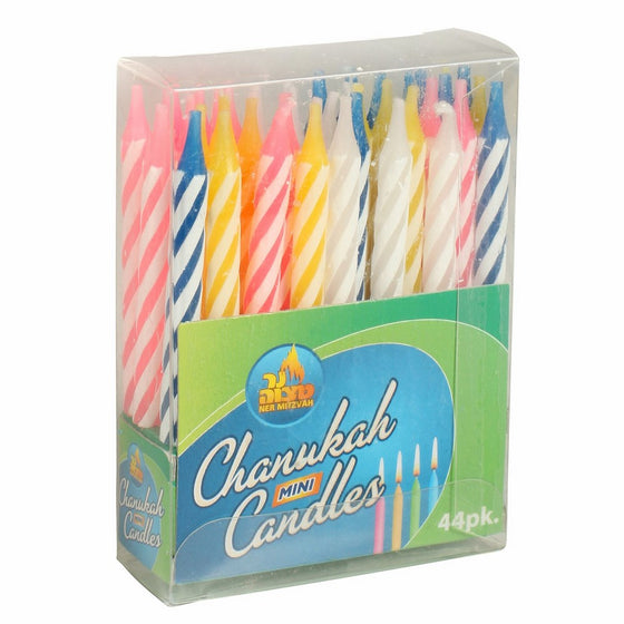 Multicolor Mini Hanukkah Candles / Birthday Candles, 44 Pack