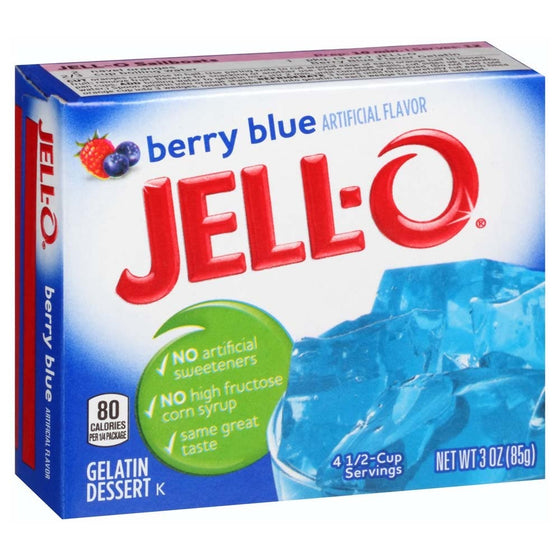 Jell-O Berry Blue Gelatin Mix 3 Ounce Box (Pack of 6)