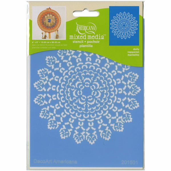 DecoArt ASMM18-K Americana Mixed Media Stencil, 6 by 8-Inch, Doily