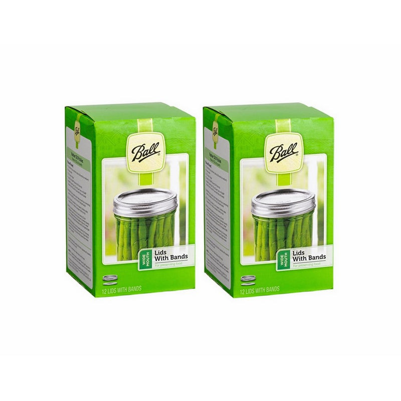 2pack of 12 Ball Wide Mouth Lids and Bands