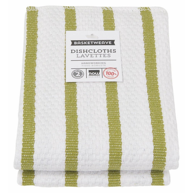 Now Designs Basketweave Kitchen Dishcloth, Set of Two, Cactus Green