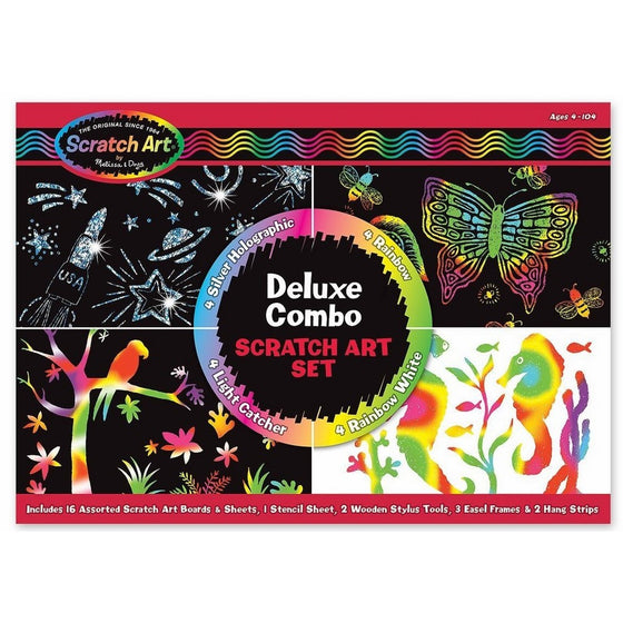 Melissa & Doug Deluxe Combo Scratch Art Set: 16 Boards, 2 Stylus Tools, 3 Frames