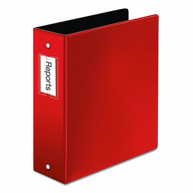 Cardinal Premier Easy Open Locking Round Ring Binder, 3-Inch, Red with Label Holder(18848)