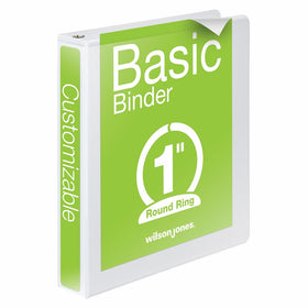 Wilson Jones 1 Inch 3 Ring Binder, Basic Round Ring View Binder, White (W362-14W)