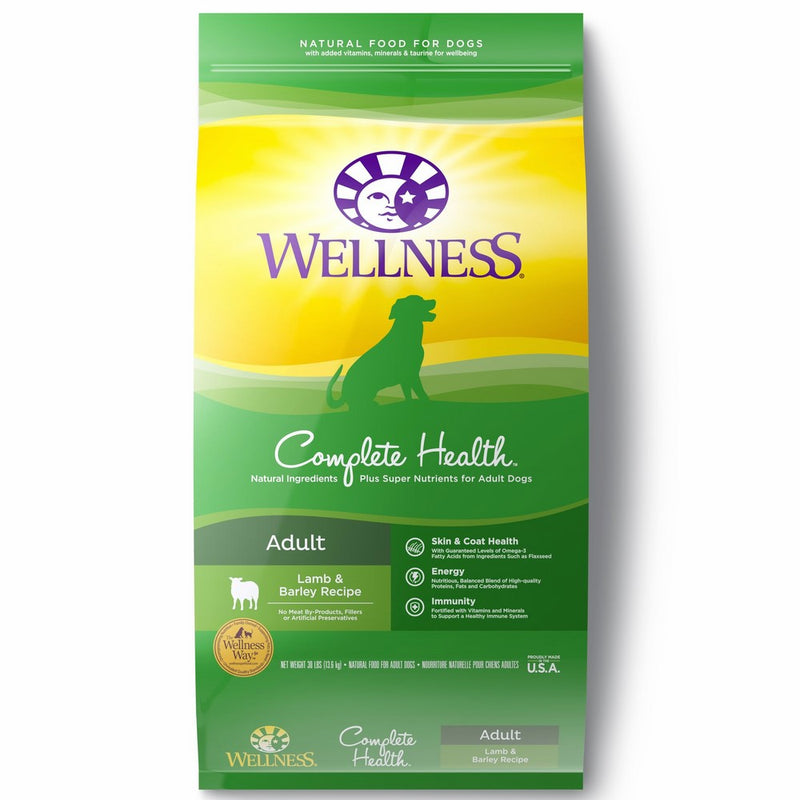 Wellness Complete Health Natural Dry Dog Food, Lamb & Barley, 30-Pound Bag