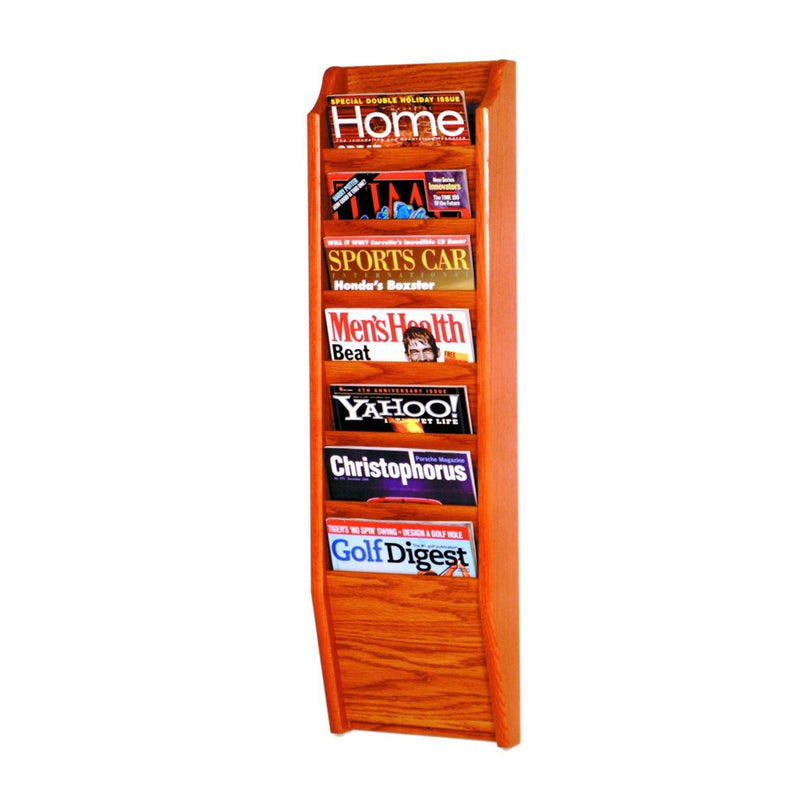 Wooden Mallet 7-Pocket Cascade Magazine Rack, Medium Oak