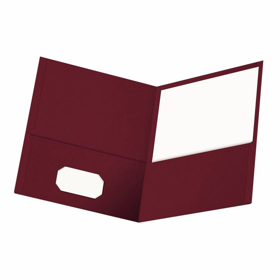 Oxford Twin-Pocket Folders, Textured Paper, Letter Size, Burgundy, Holds 100 Sheets, Box of 25 (57557)