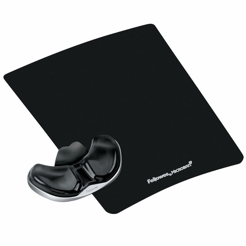 Fellowes Gliding Palm Support with Microban Protection, and Mouse Pad, Gel, Black (9180701)