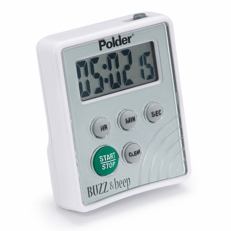 Polder TMR-2125 Digital Buzz and Beep Timer with LCD Display, White