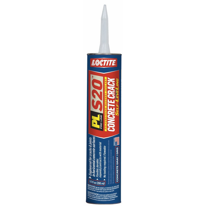 Loctite PL S20 Polyurethane Self Leveling Concrete Crack Sealant, 10 Ounce Cartridge, Masonry Gray (1618150)