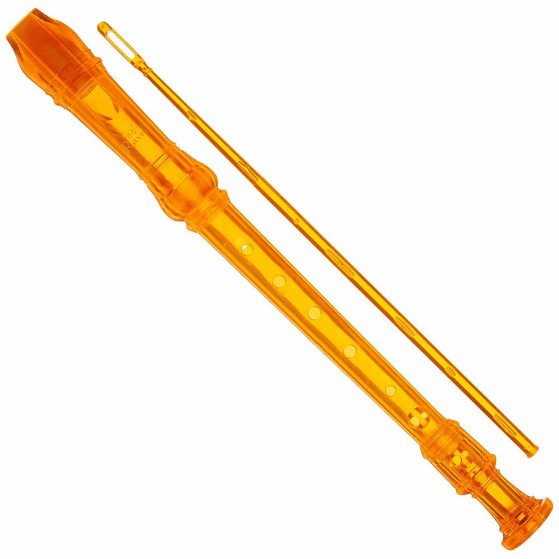 Ravel PR19COR Transparent Recorder with Cleaning Rod and Bag, Orange