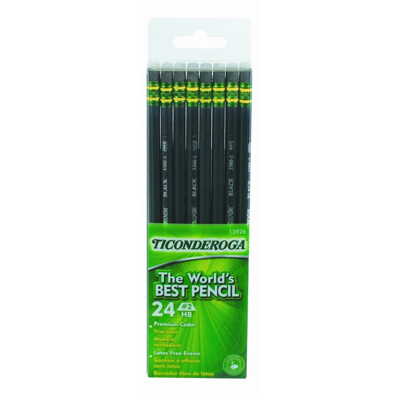 Dixon Ticonderoga Wood-Cased #2 Pencils, Box of 24, Black (13926)
