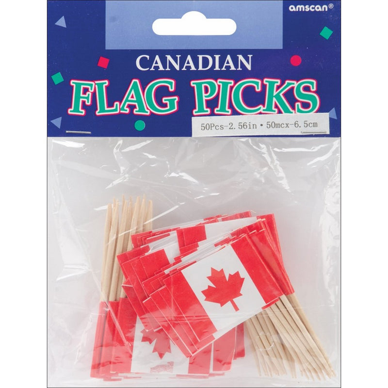 Canadian Flag Picks 50/Pkg-2.5"