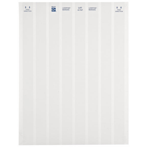 Brady LAT-4-747-10 0.8" Width x 0.25" Height, B-747 Permanent Polyester, Matte Finish White Lasertab Laser Printable Label (Pack of 10000)