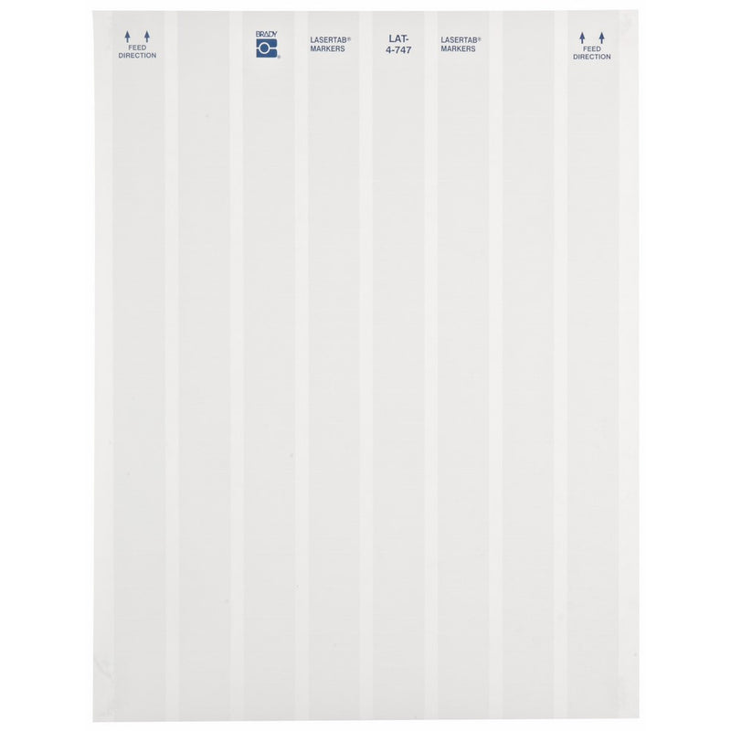 Brady LAT-4-747-10 0.8" Width x 0.25" Height, B-747 Permanent Polyester, Matte Finish White Lasertab Laser Printable Label (Pack of 10000)