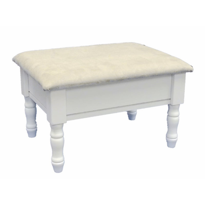 Frenchi Home Furnishing Footstool with Storage, White finish with dark beige cover