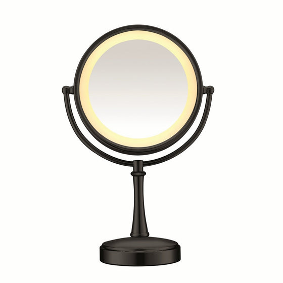 Conair 3-Way Touch Control Double-Sided Lighted Makeup Mirror - Lighted Vanity Makeup Mirror; 1x/7x magnification; Matte Black Finish