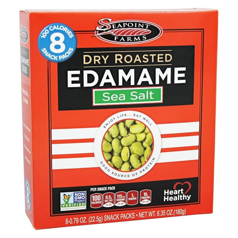 Sea Point Farms Edamame Dry Rstd Sea Salt 100 cal 8 - 0.79 OZ snack packs.Net Wt.6.35 OZ. (180g)