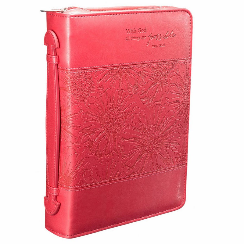 Pink "All Things Are Possible" Bible / Book Cover - Matthew 19:26 (Medium)
