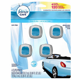 Febreze Car Vent-Clip Air Fresheners - 4 Pack (Linen & Sky)0.06 FL.OZ