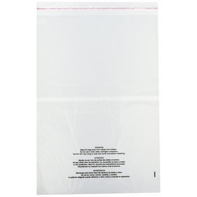 Uline 14" x 20" Self Seal Poly Bags with Suffocation Warning, Easy Peel and Stick Clear, 1.5 mil (S-19132) 100 count