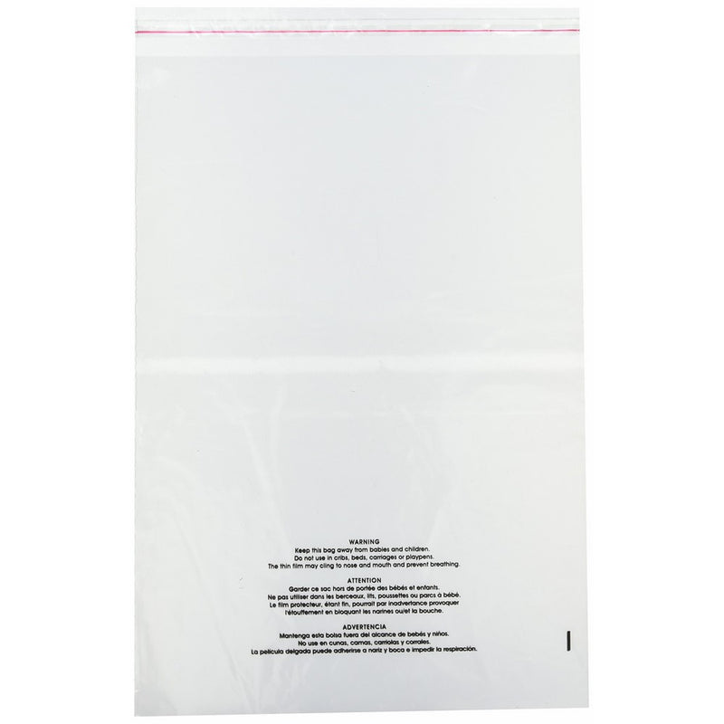 Uline 14" x 20" Self Seal Poly Bags with Suffocation Warning, Easy Peel and Stick Clear, 1.5 mil (S-19132) 100 count
