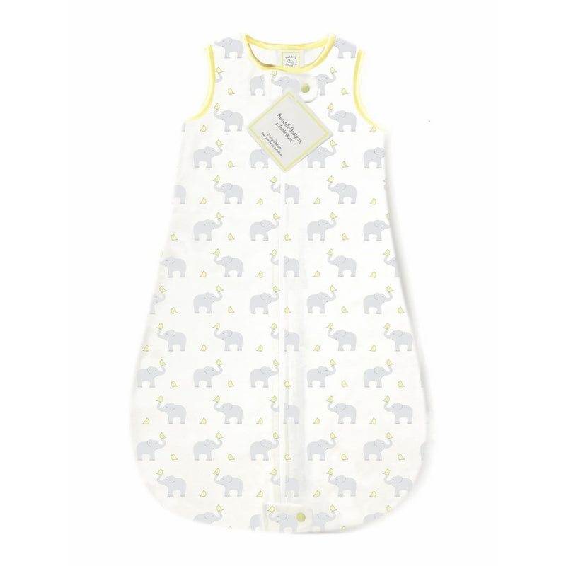SwaddleDesigns Cotton Sleeping Sack with 2-Way Zipper, Made in USA, Premium Cotton Flannel, Elephant and Yellow Chickies, 6-12MO